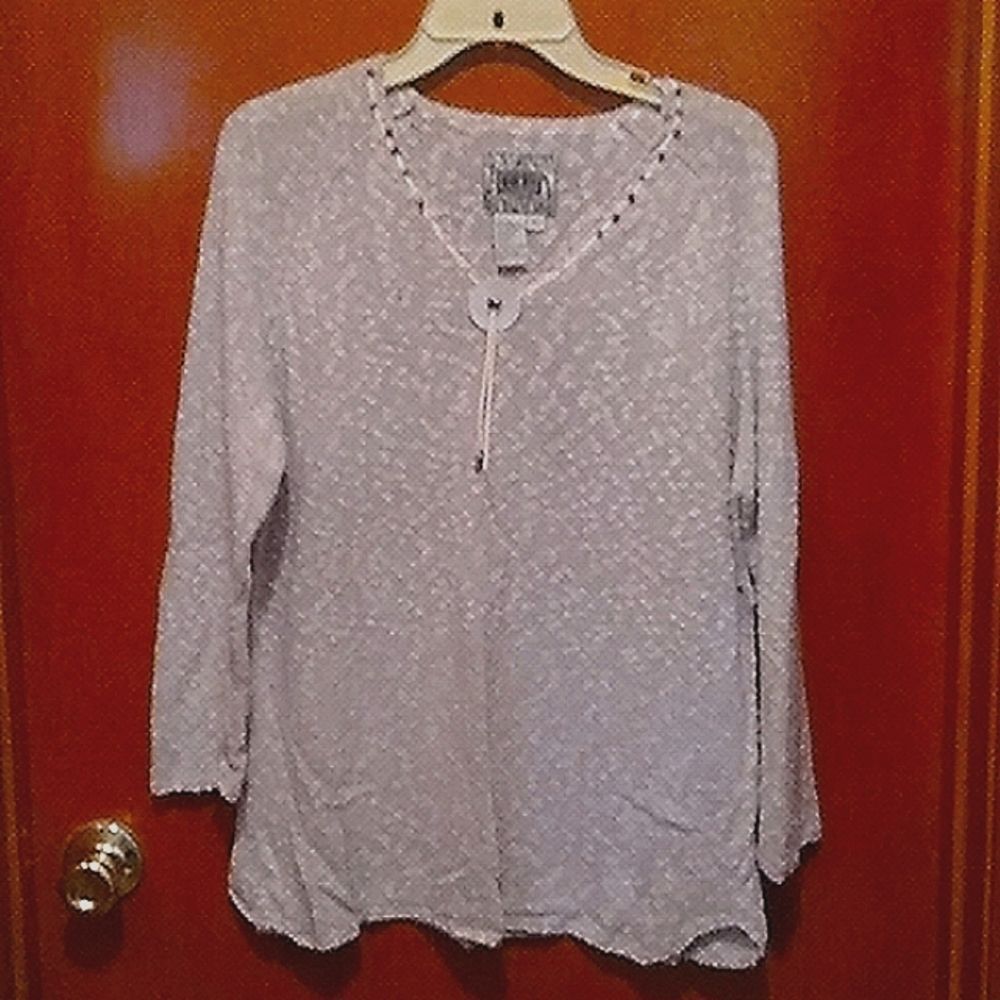 Curio XL Indian Beads on collar 3/4 sleeves sweater color camel